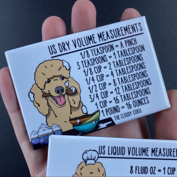 Tan Standard Poodle Dog Measuring Chart Magnet Set Kitchen Cooking Baking Guide - Picture 3 of 8